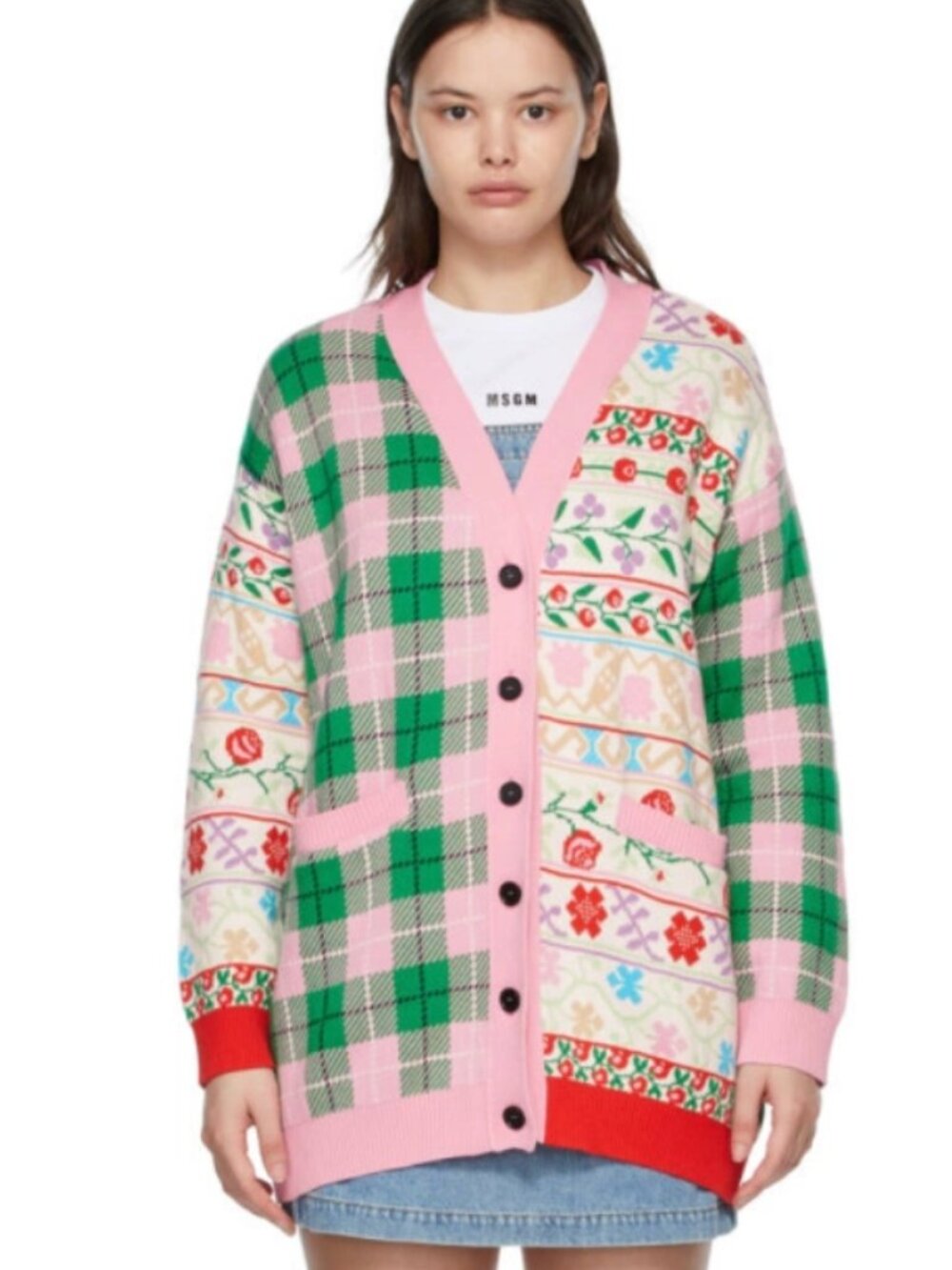 MSGM Multicolour Mashup Cardigan - Made in Italy (Size Small)